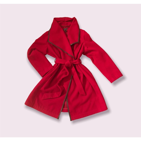 Red Cowl Collar Wrap Coat - Picture 1 of 8